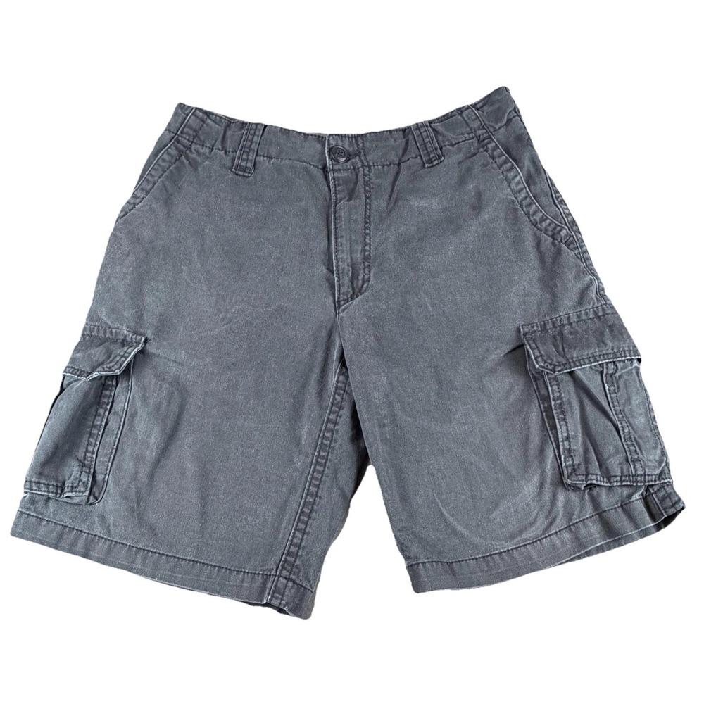 Aeropostale Shorts Mens 32 Gray Denim Cargo Relaxed Fit 12 Inseam Casual Summer